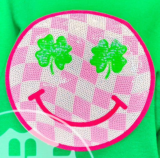 Preppy Lucky Face Patch - Checkered