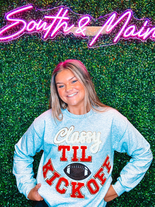 Red Classy TIL KICKOFF Chenille Sweatshirt