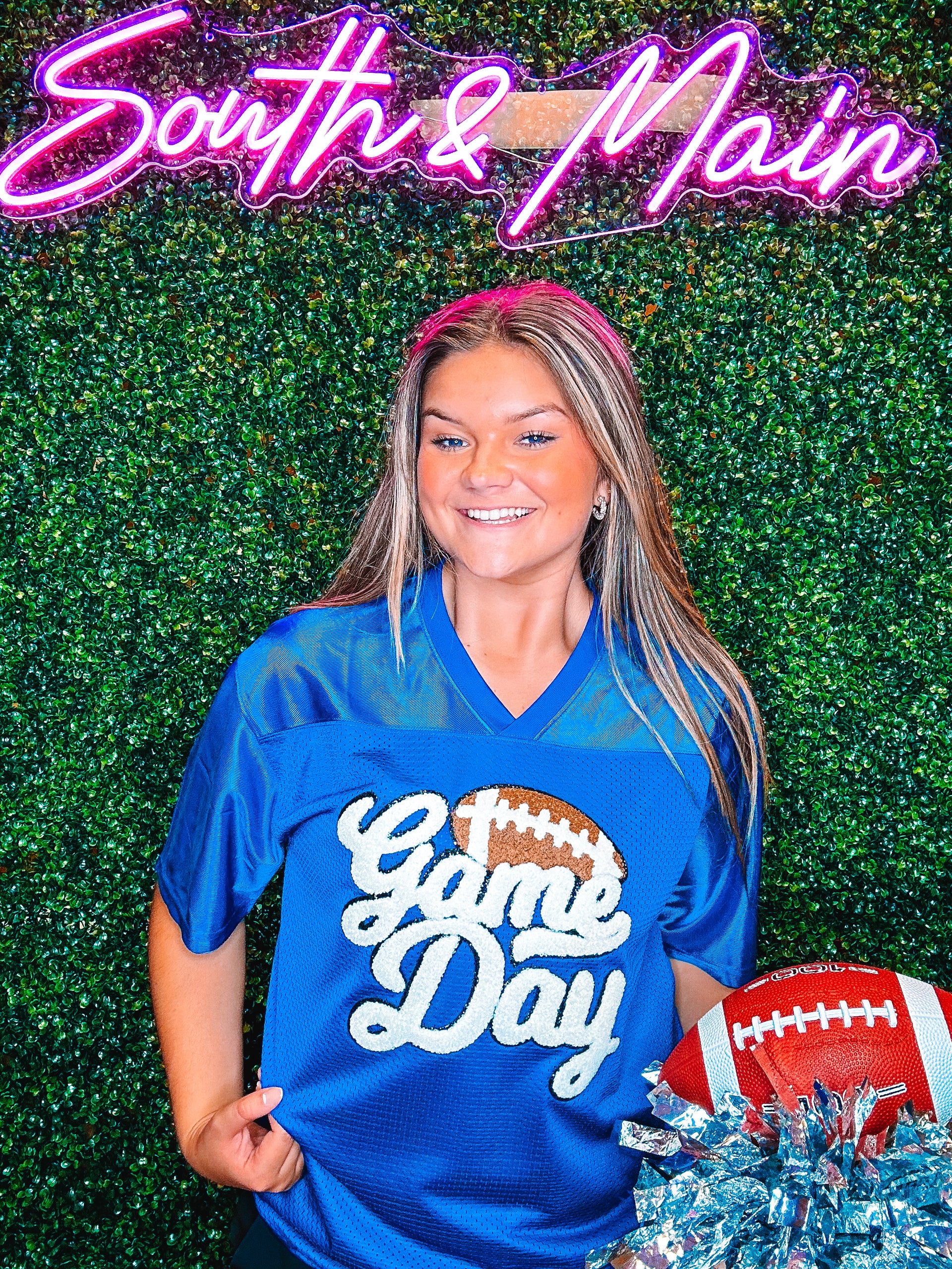 Royal Blue Football Jersey Game Day Football Chenille – South and Main  Boutique