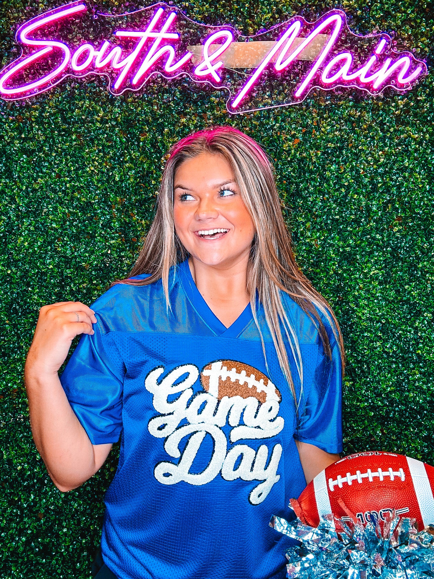 Royal Blue Football Jersey Game Day Football Chenille