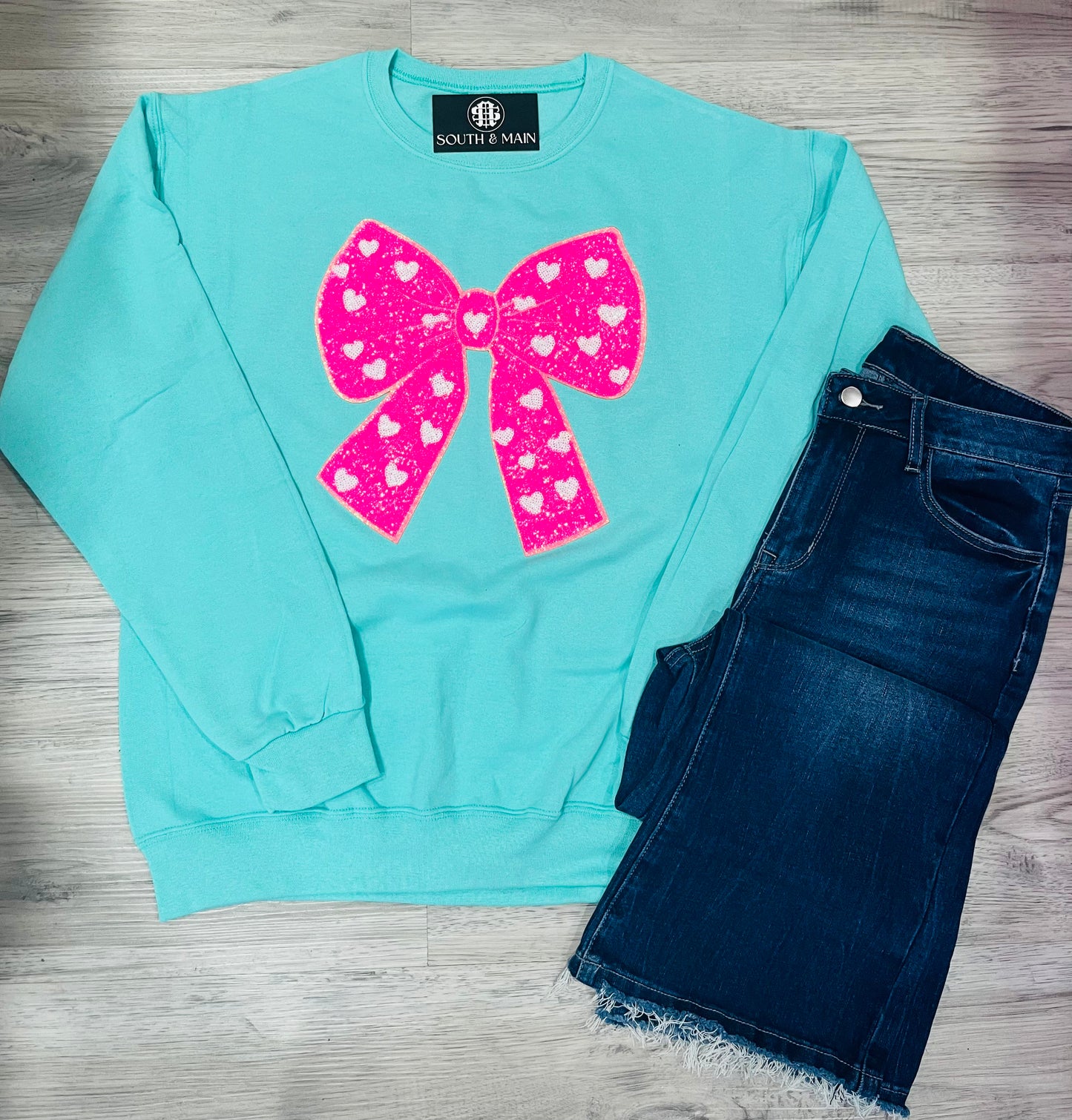 Hearts Bow Sequin Sweatshirt