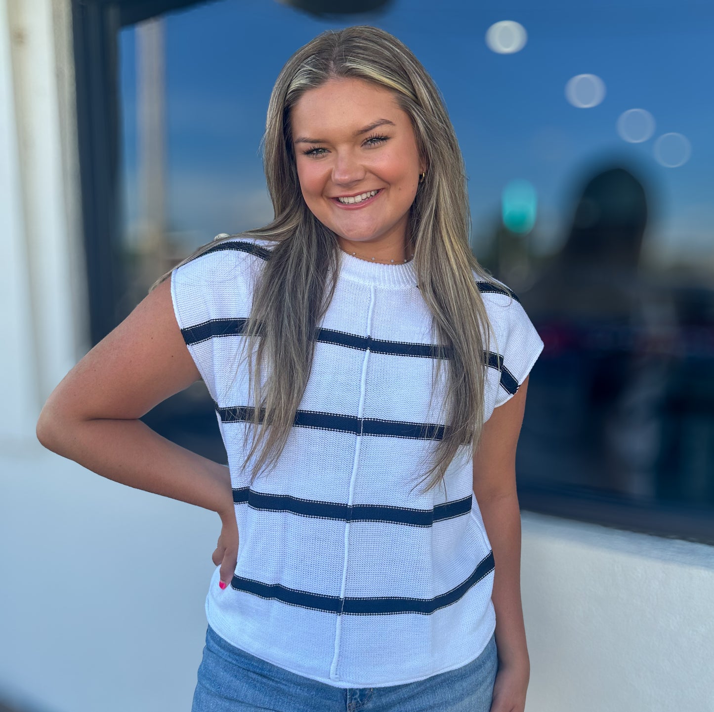 Striped Sweater White Top