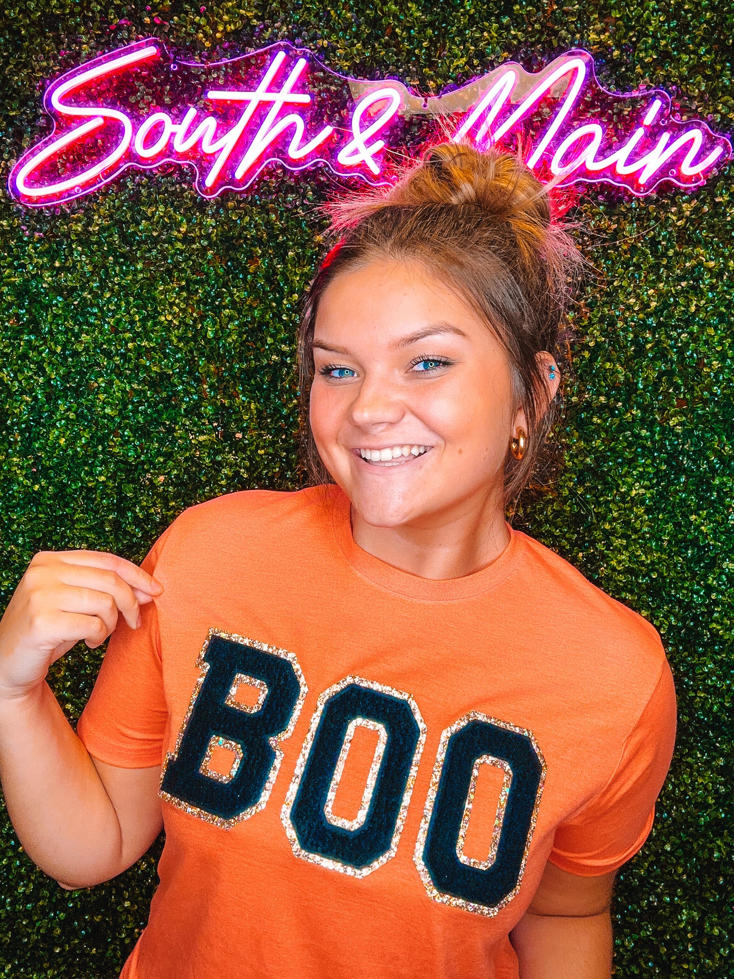 BOO Chenille T-Shirt - Orange