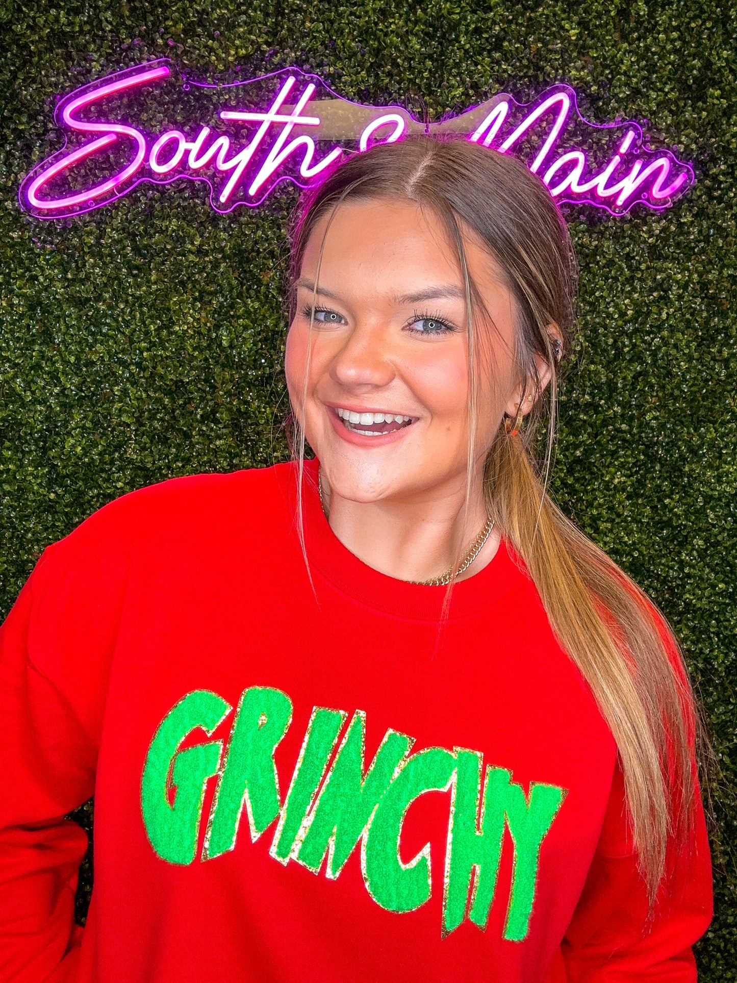 Green GRINCHY Chenille Sweatshirt