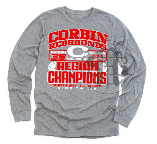 Corbin 2025 Region Champ Football Team Championship Shirt - CUTOFF 11/24