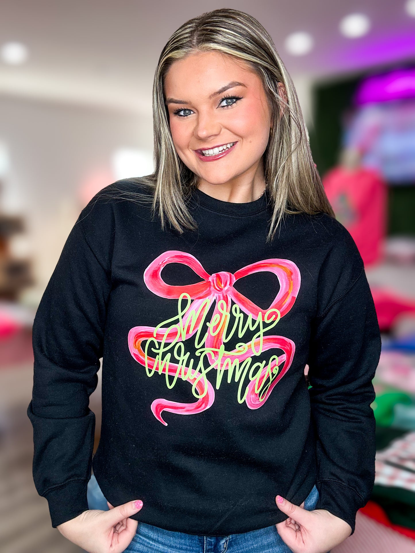 Merry Christmas Bow Sweatshirt