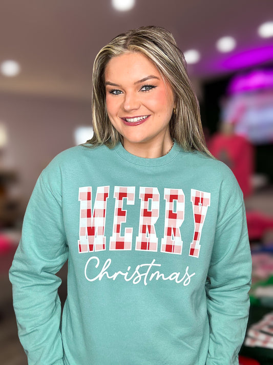 MERRY Christmas Gingham Sweatshirt