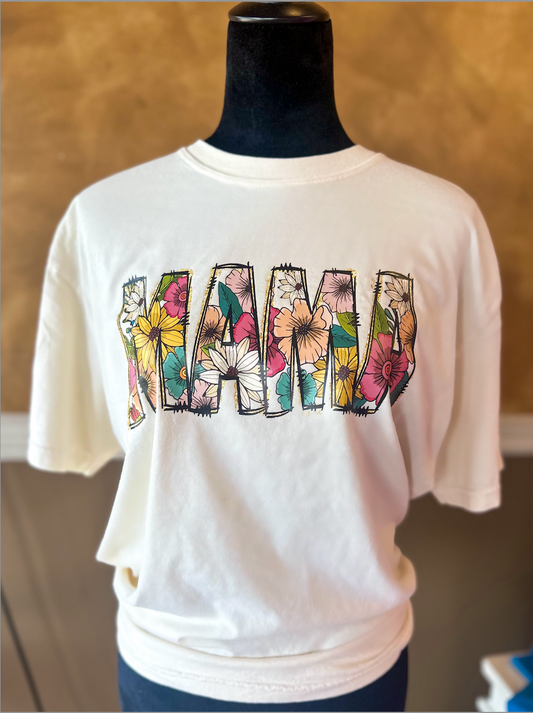 MAMA Floral Comfort Colors T-Shirt