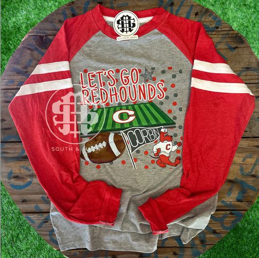 Let's Go Redhounds Football Polka-Dot Long-Sleeve Raglan Tee