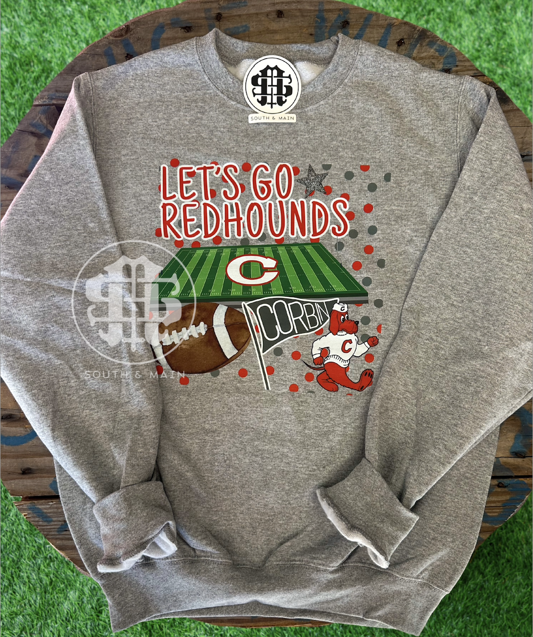 Let's Go Redhounds Football Polka-Dot Sweatshirt