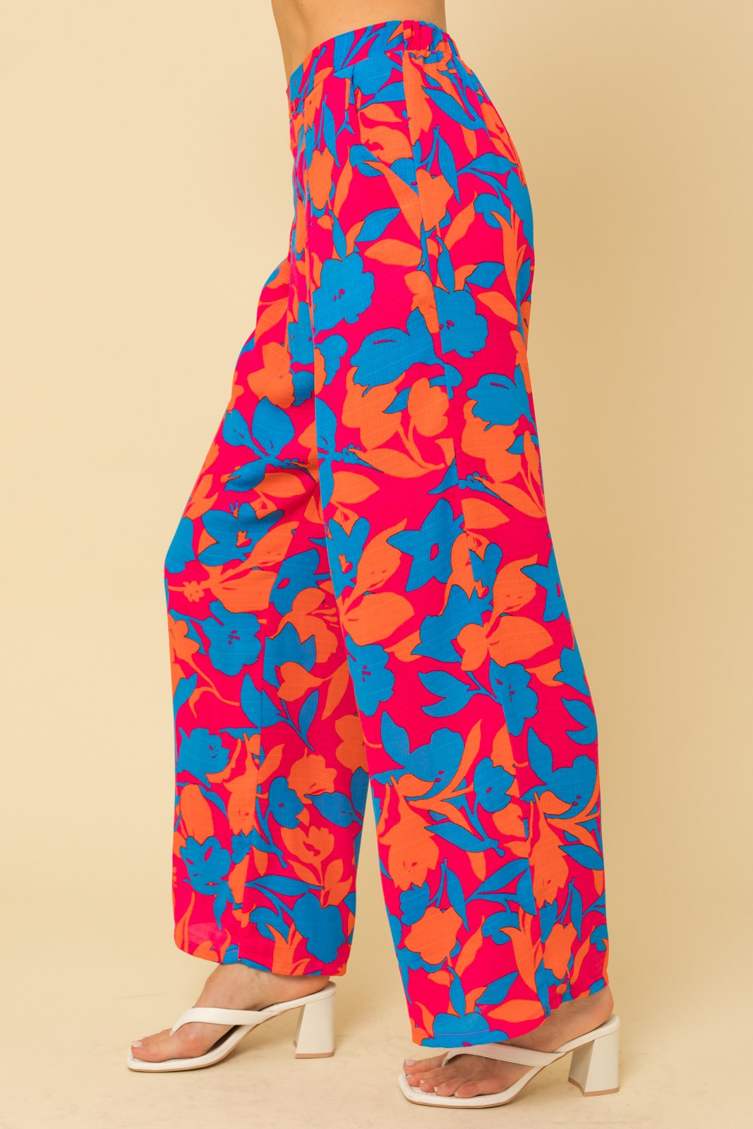 Floral Cami Top & Elastic Pleated Pants Set