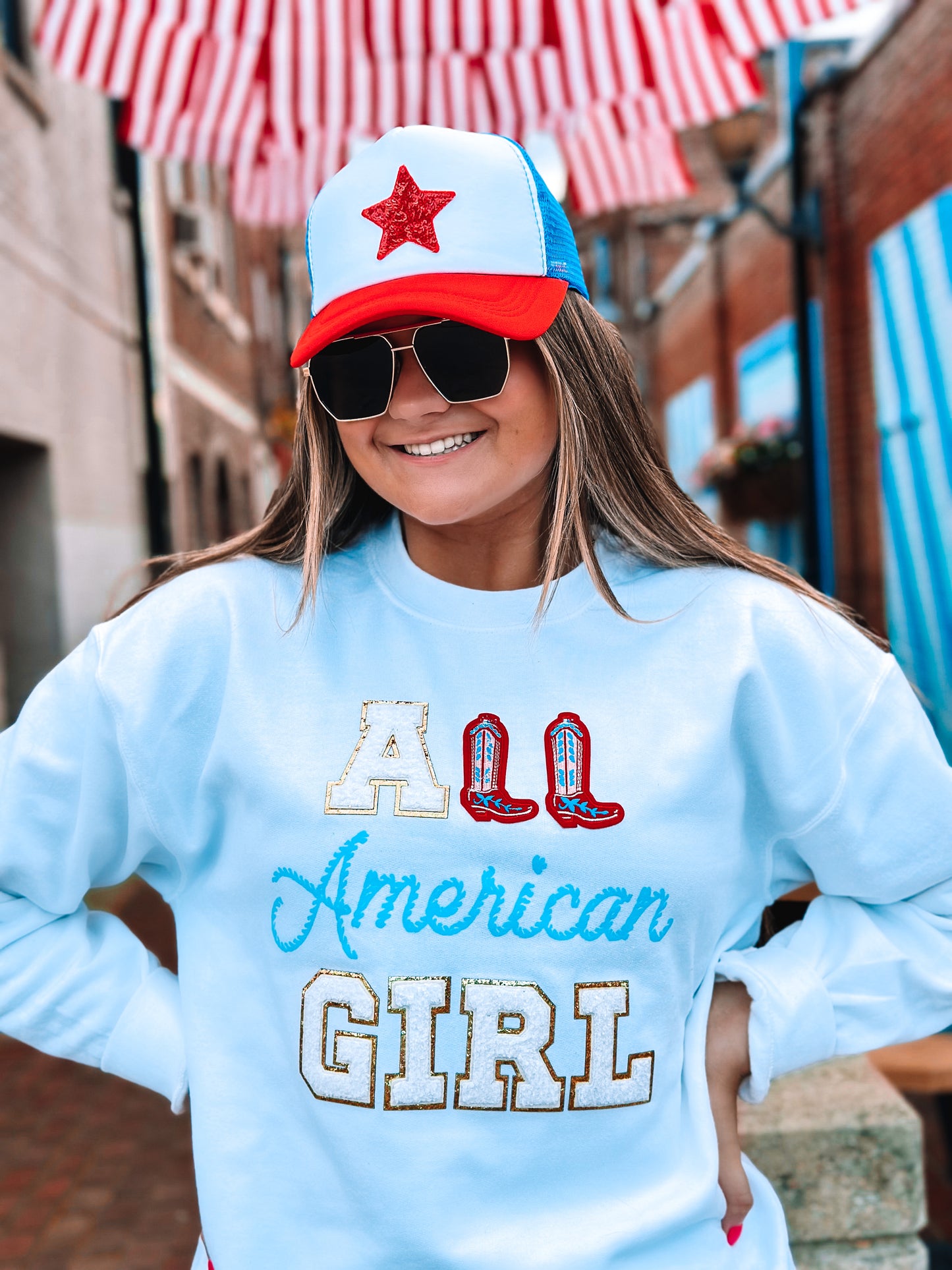 All American Girl Chenille White Sweatshirt