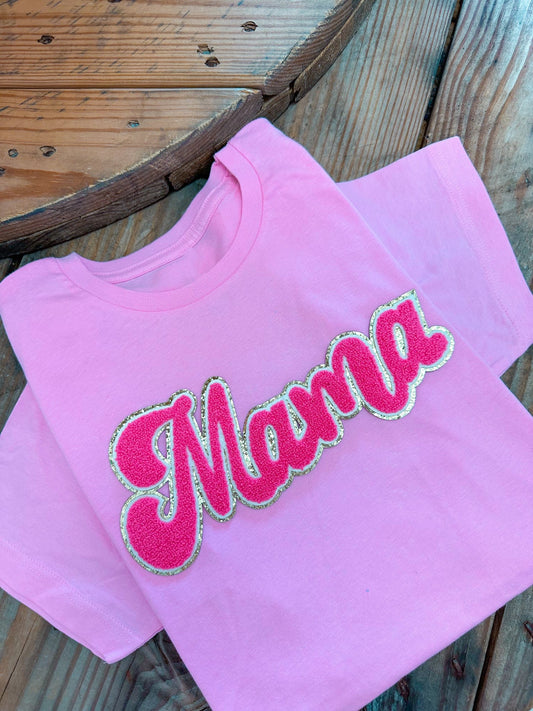 Light Pink T-Shirt w/ Hot Pink MAMA Chenille