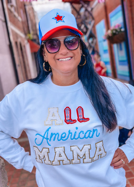 All American Mama Chenille White Sweatshirt