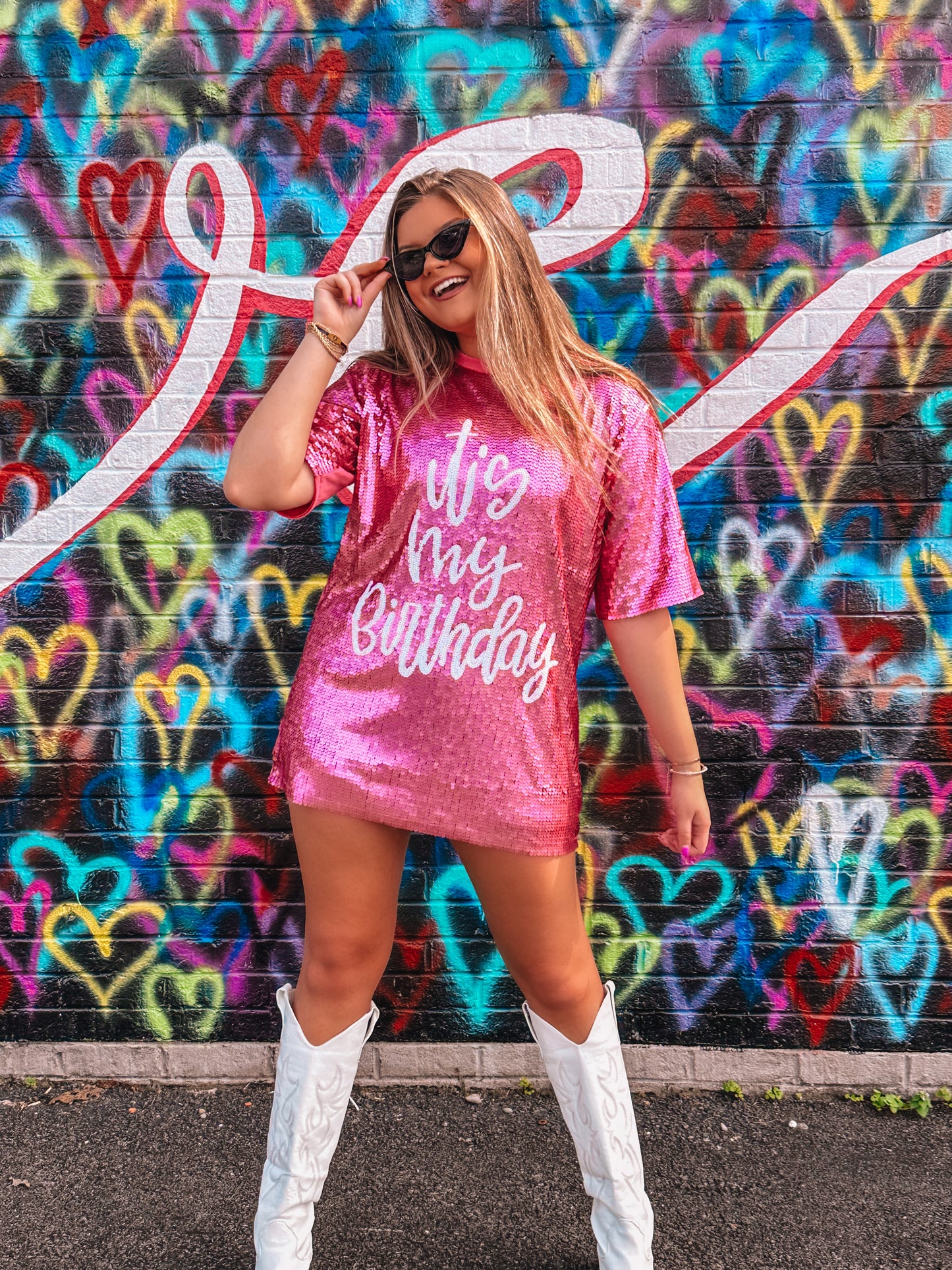 It's my Birthday Sparkly Pink T-Shirt Dress