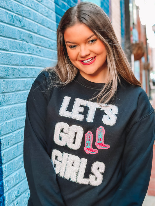 LET'S GO GIRLS w/ Boots Chenille Sweatshirt
