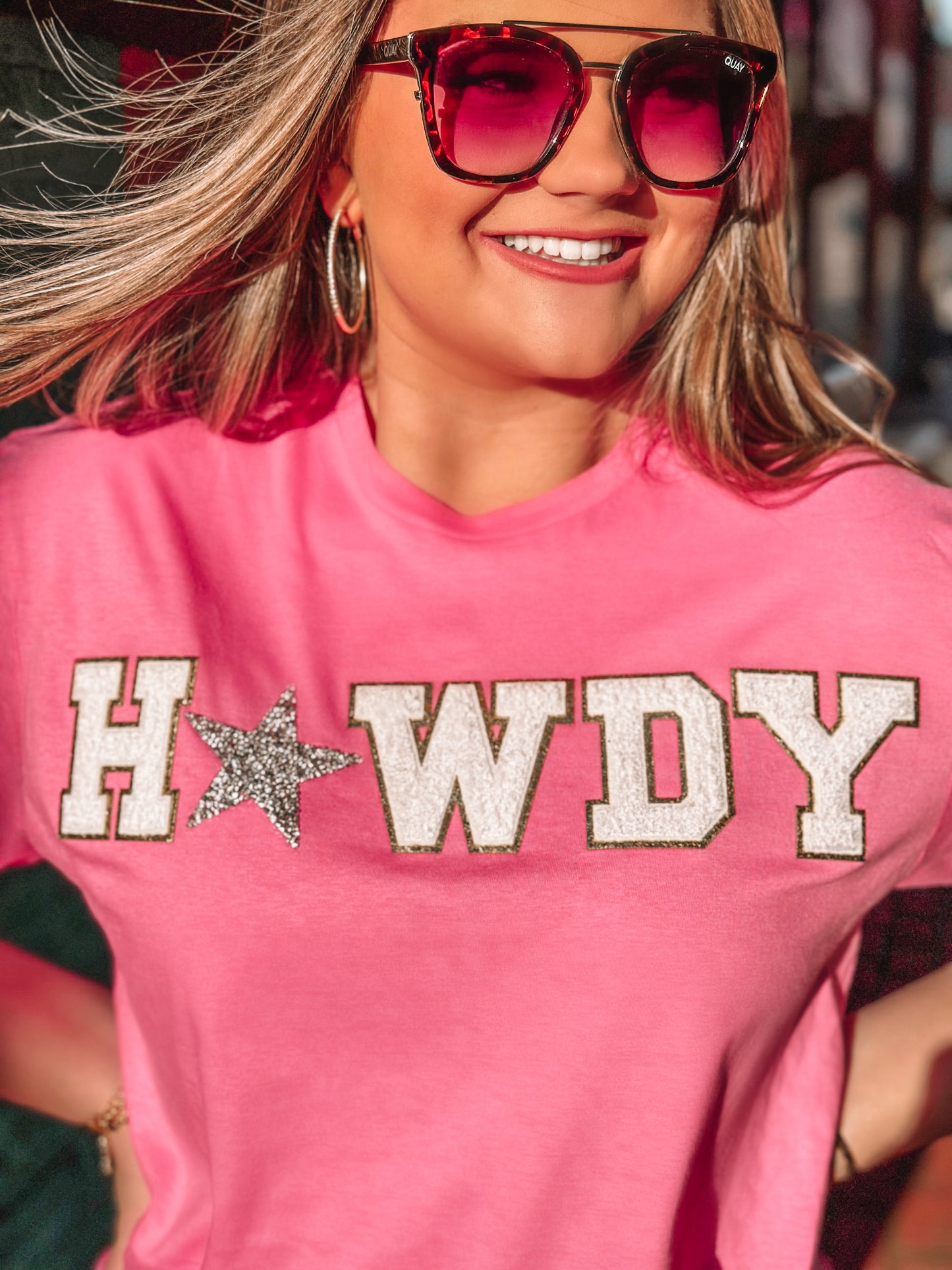 Pink T-Shirt w/ HOWDY Chenille