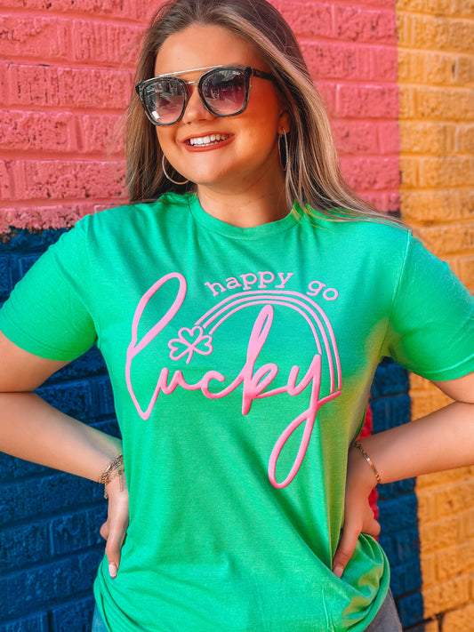 Happy Go Lucky T-Shirt (Heather Green)