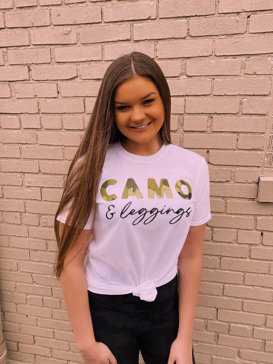 Camo & Leggings T-Shirt (White)