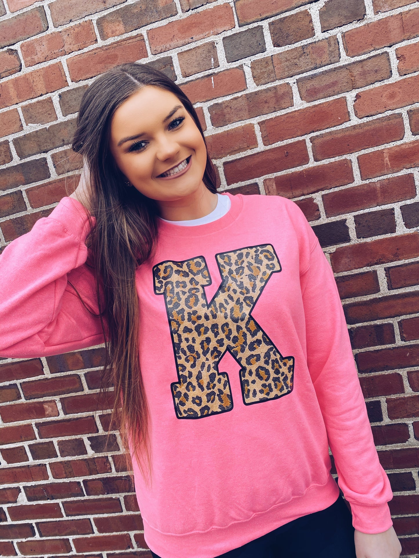 Power Leopard K Sweatshirt (Bright Pink)
