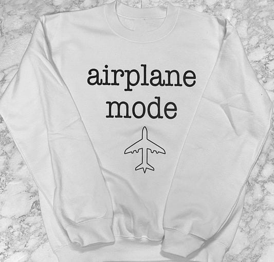 Airplane Mode Crewneck Sweatshirt, (available in White or Grey color)