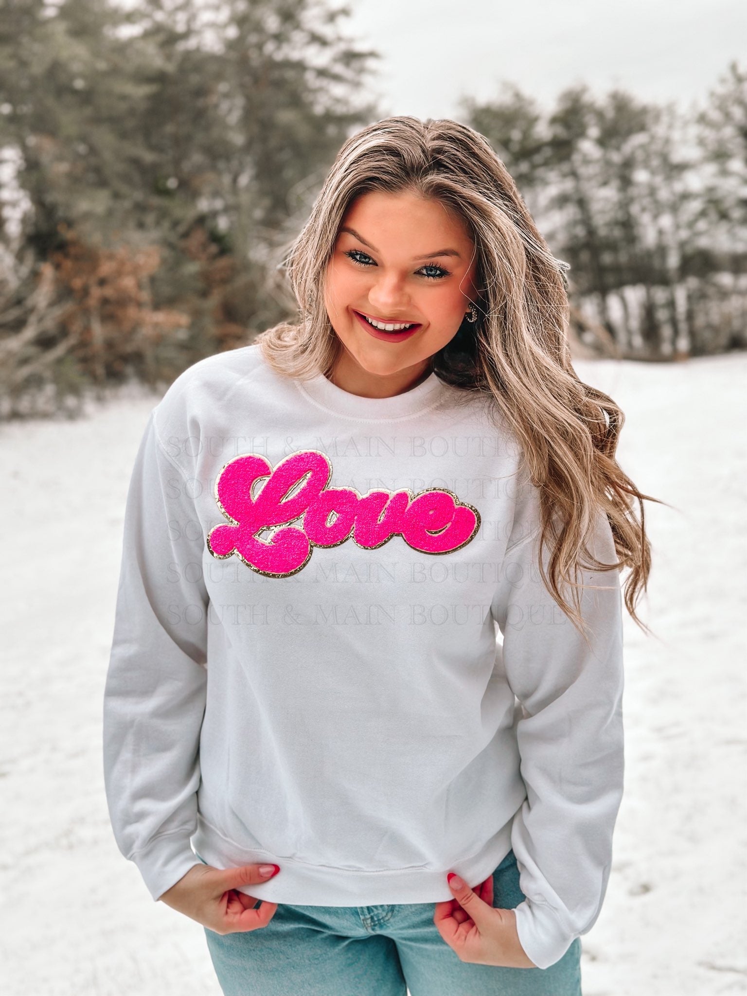 Bright sale pink sweatshirt