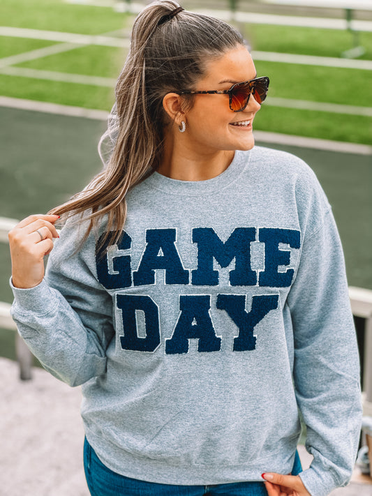 Navy GAME DAY Chenille Sweatshirt