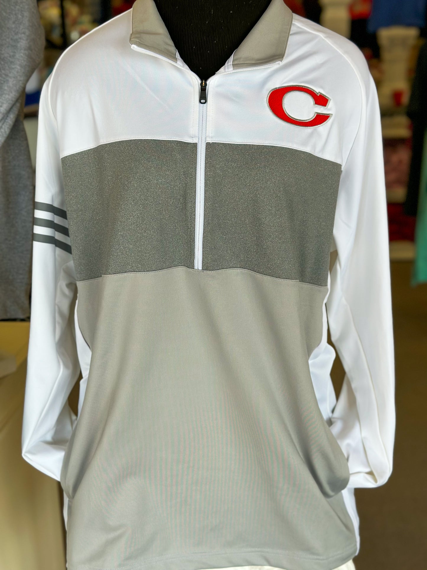 White/Grey Adidas Corbin Long Sleeve Pullover